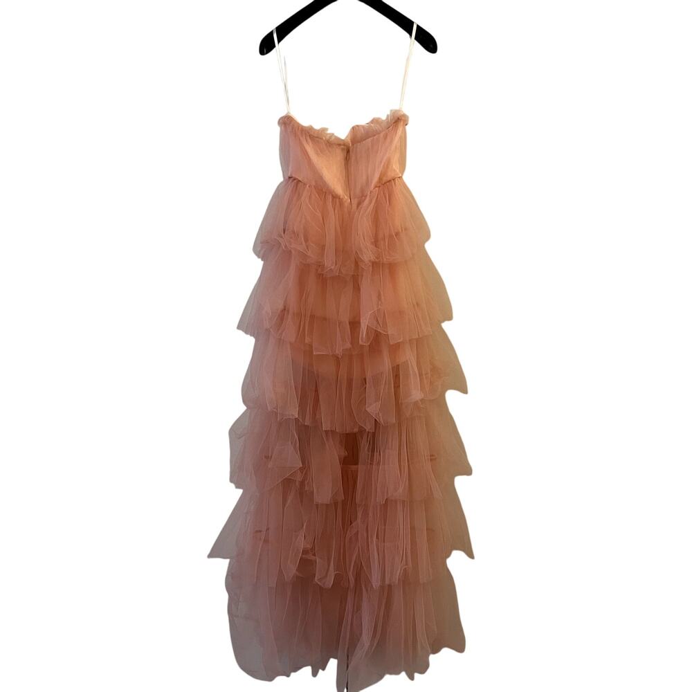 Elegant Pink Strapless Tulle Dress - Picture 3 of 7